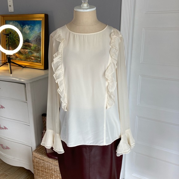 Beautiful Ruffle Detail Silk Blouse - Picture 2 of 10